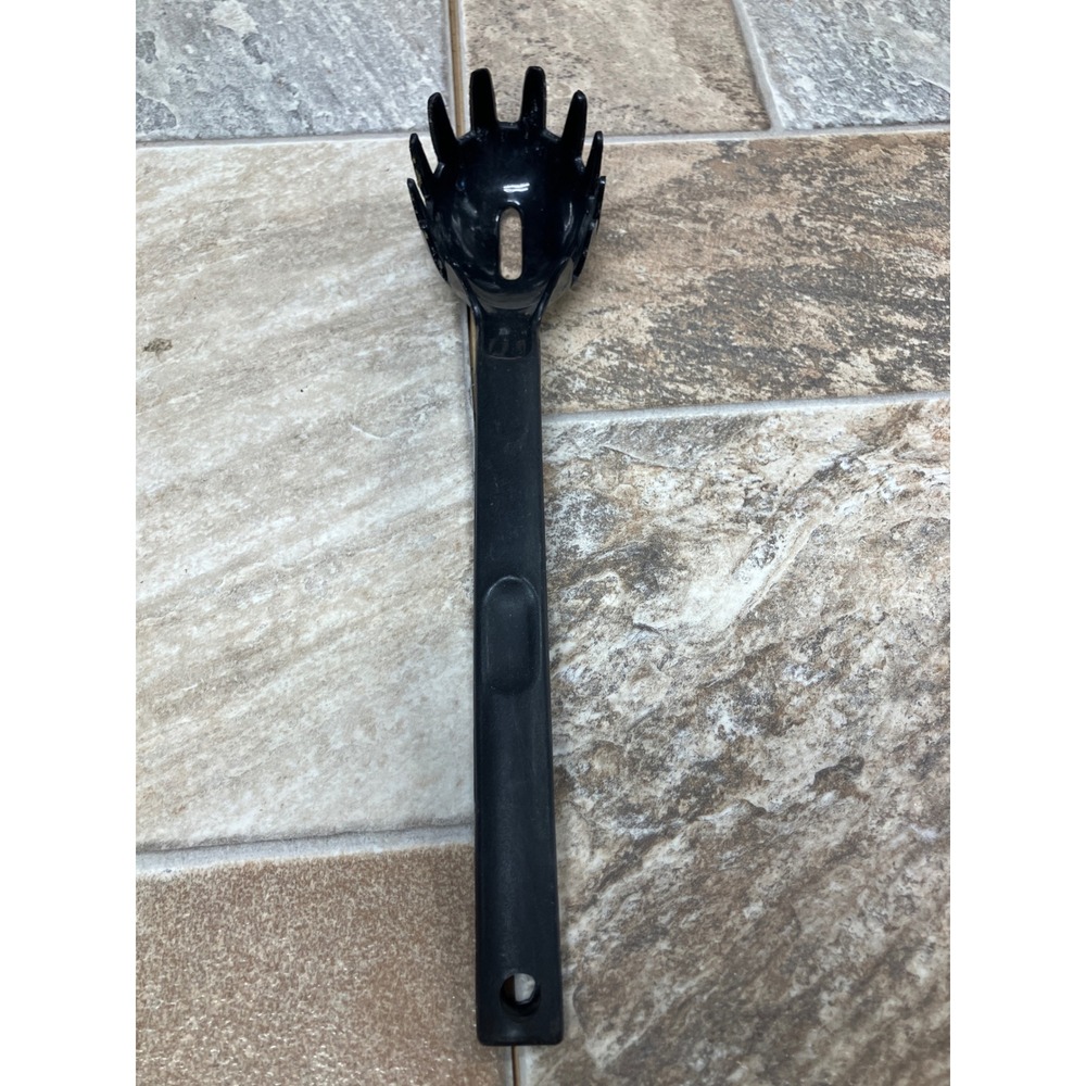 Black Plastic Pasta Server Spaghetti Spoon Noodle Fork 11 Inch Kitchen Utensil